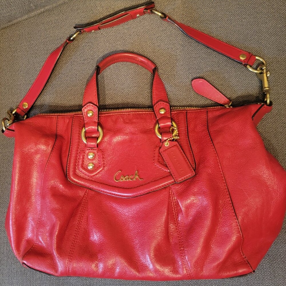 Coach "Ashley" Red Leather Handbag - M1281-F19247